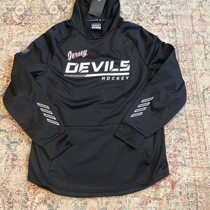 New Jersey Devils- Jersey word mark logo- Fanatics Pro Hoodie- men’s large- NWT